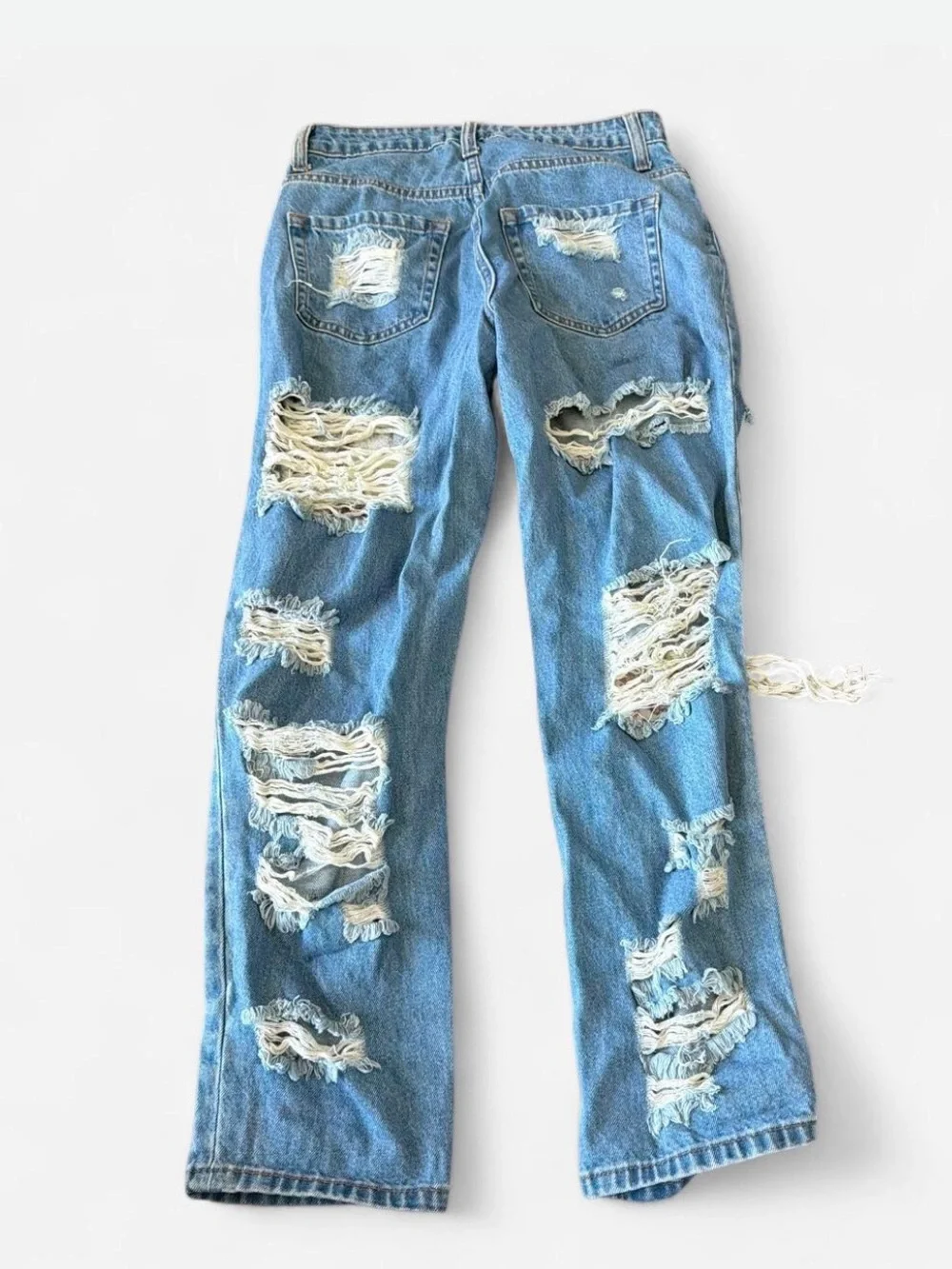 Distressed Light Blue Women's Ripped Jeans - Picture 2 of 8